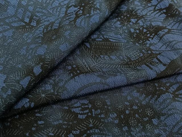 平和屋着物▽上質な小紋 単衣 藍 型染め 風景文 正絹 逸品 AABM1903jh