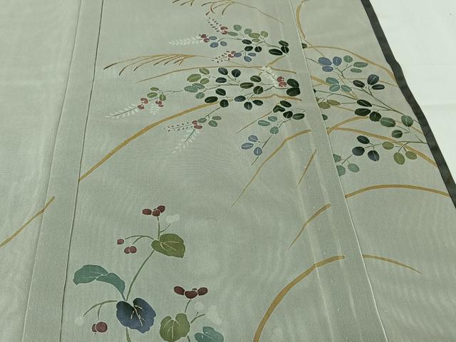 平和屋着物▽訪問着 無双 紗袷 紗×紗 草花文 金彩 正絹 逸品 AABM1983jh