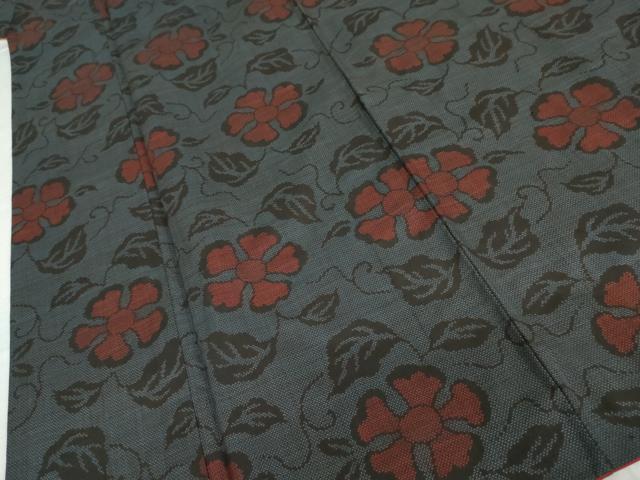 平和屋着物●本場大島紬 7マルキ 花唐草文 正絹 逸品 AABM2017cs