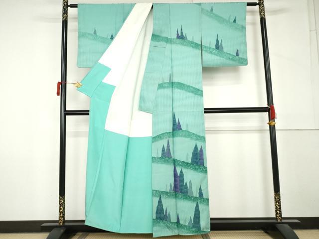 平和屋着物●訪問着 樹林文 正絹 逸品 AABM2018cs
