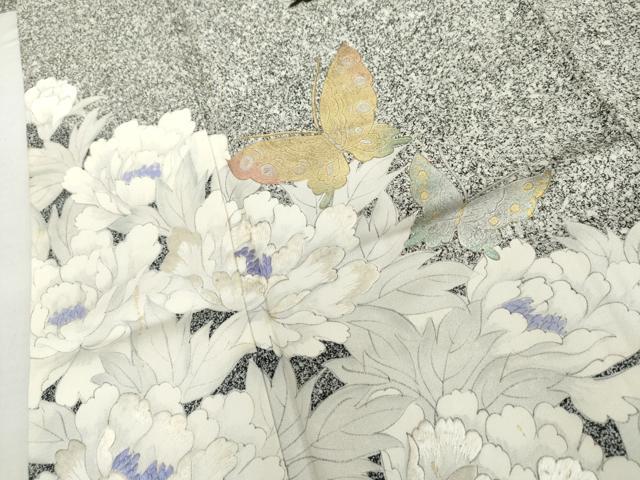 平和屋着物●訪問着 花蝶文 たたき染 金銀彩 正絹 逸品 AABM2021cs