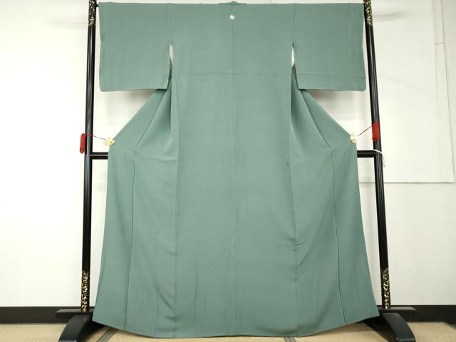 平和屋着物●上質な色無地 錆浅葱色 正絹 逸品 AABM2027cs