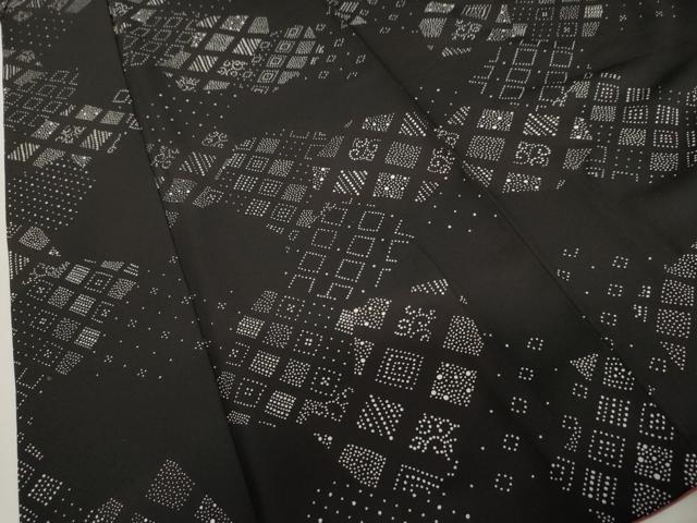 平和屋着物●上質な小紋 吉祥菱文 黒地 正絹 逸品 AABM2030cs