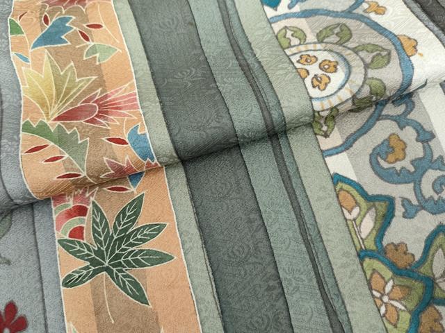 平和屋着物●上質な小紋 草花間道 正絹 逸品 AABM2038cs