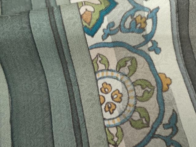 平和屋着物●上質な小紋 草花間道 正絹 逸品 AABM2038cs