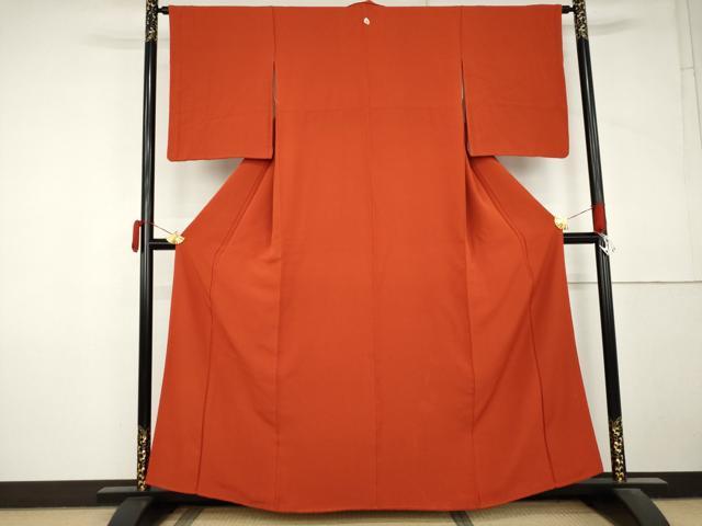 平和屋着物●上質な色無地 金赤色 正絹 逸品 AABM2042cs