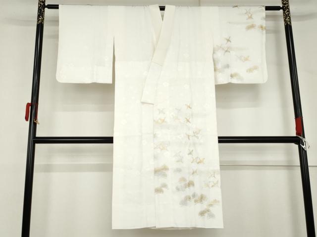 平和屋着物●長襦袢 袷 飛鶴松文 金銀彩 正絹 逸品 AABM2044cs