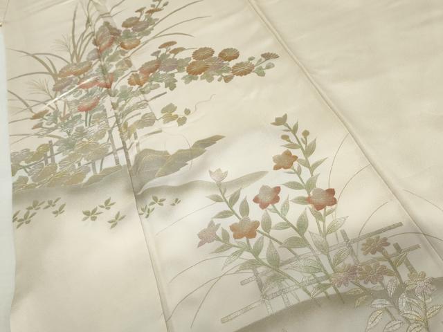 平和屋着物●訪問着 枝花文 金銀彩 正絹 逸品 AABM2049cs