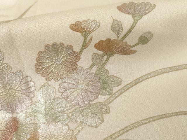 平和屋着物●訪問着 枝花文 金銀彩 正絹 逸品 AABM2049cs