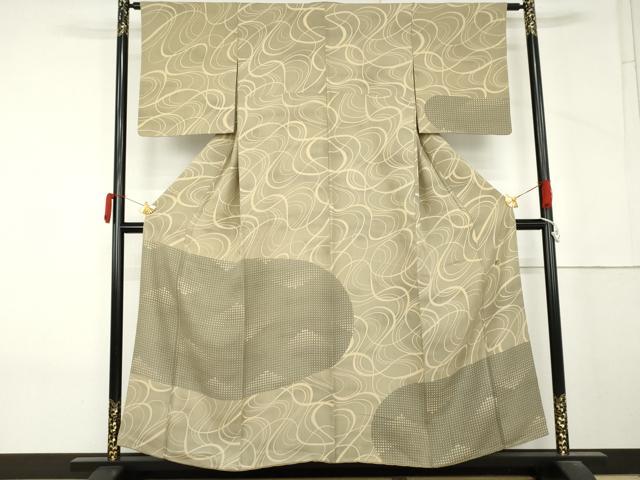 平和屋着物●紺仁越後型松煙 十一代 松井均 訪問着 流水文 正絹 逸品 AABM2061cs