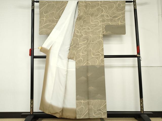 平和屋着物●紺仁越後型松煙 十一代 松井均 訪問着 流水文 正絹 逸品 AABM2061cs