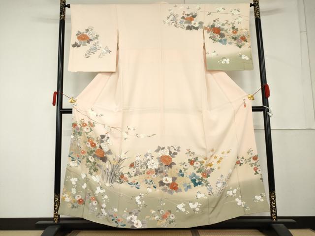 平和屋着物●訪問着 作家物 草花文 暈し染め 金彩 正絹 逸品 AABM2071cs