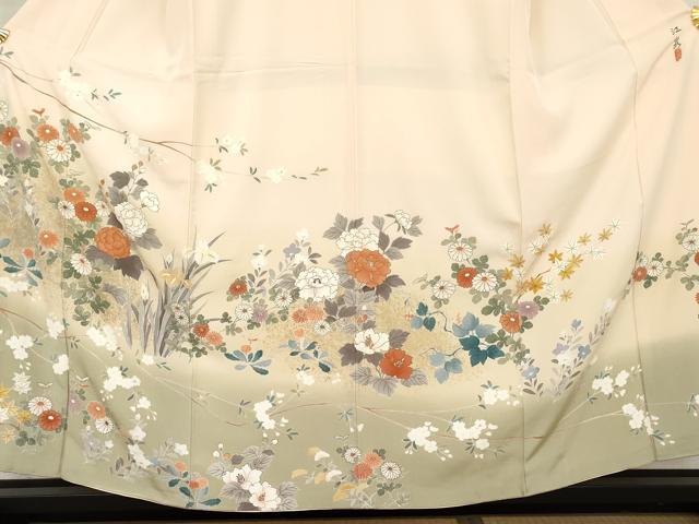 平和屋着物●訪問着 作家物 草花文 暈し染め 金彩 正絹 逸品 AABM2071cs