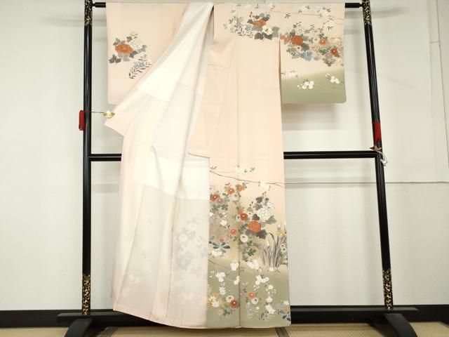 平和屋着物●訪問着 作家物 草花文 暈し染め 金彩 正絹 逸品 AABM2071cs