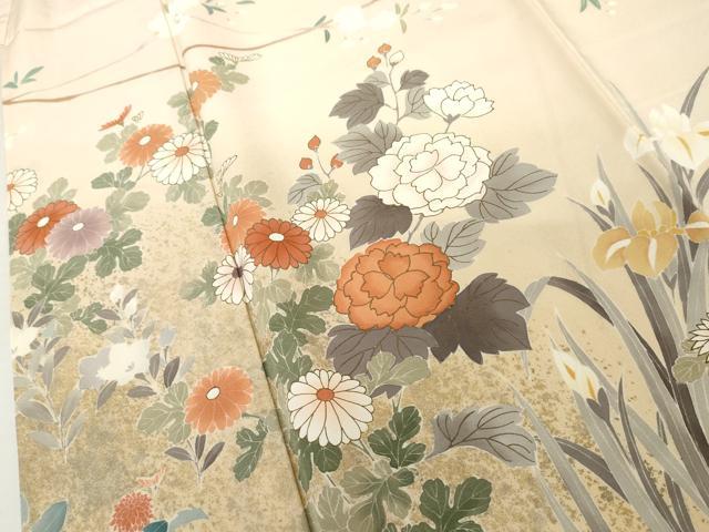 平和屋着物●訪問着 作家物 草花文 暈し染め 金彩 正絹 逸品 AABM2071cs