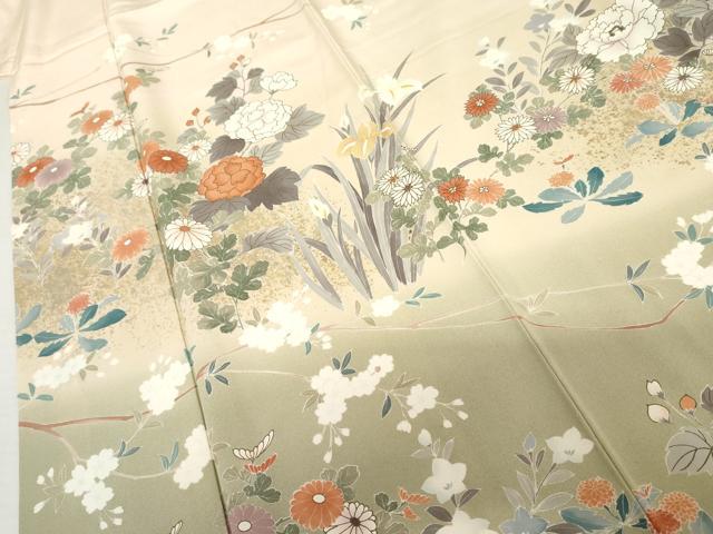 平和屋着物●訪問着 作家物 草花文 暈し染め 金彩 正絹 逸品 AABM2071cs