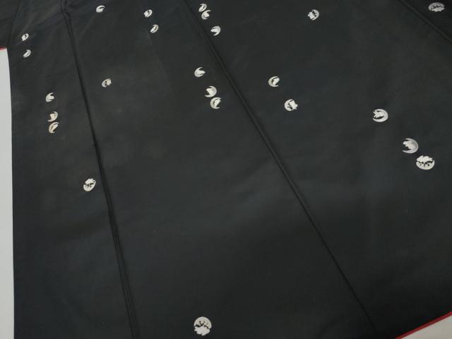 平和屋着物●本場縞大島紬 総刺繍 兎 黒地 正絹 逸品 AABM2078cs