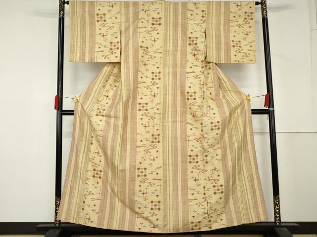 平和屋着物●上質な紬 琉球絣文様 正絹 逸品 AABM2089cs