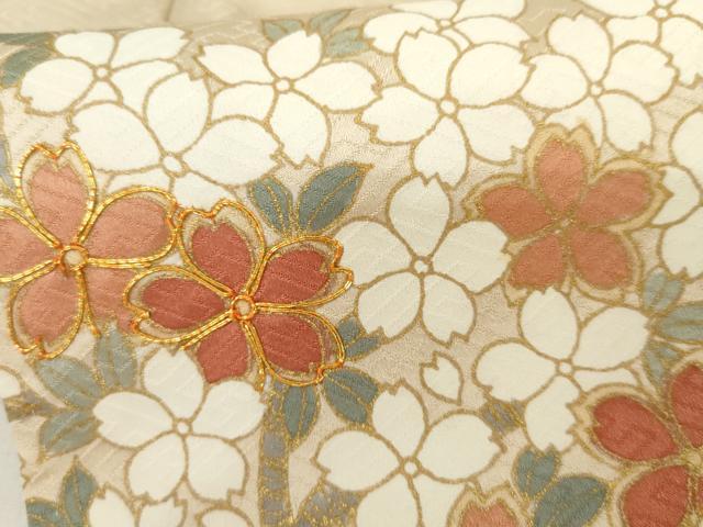平和屋着物●訪問着 駒刺繍 花松文 金彩 正絹 逸品 AABM2090cs