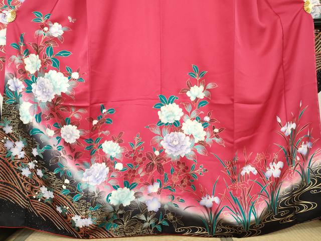 平和屋着物●豪華振袖 枝花文 暈し染め 金彩 正絹 逸品 AABM2100cs