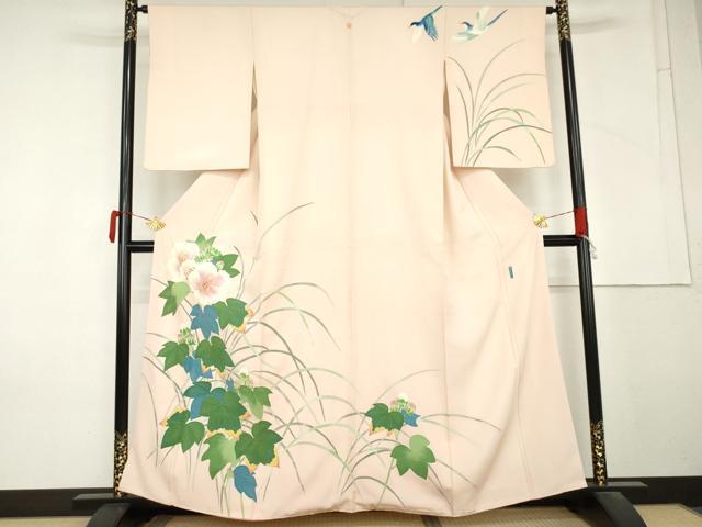 平和屋着物●本加賀友禅作家 押田正義 訪問着 花鳥文 正絹 逸品 AABM2105cs