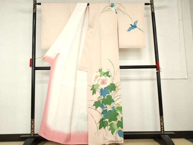 平和屋着物●本加賀友禅作家 押田正義 訪問着 花鳥文 正絹 逸品 AABM2105cs