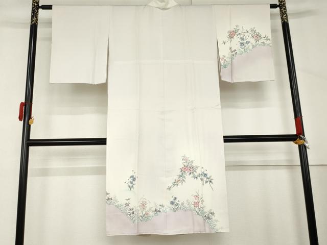 平和屋着物●長襦袢 無双仕立て 刺繍 草花文 暈し染め 正絹 逸品 AABM2109cs