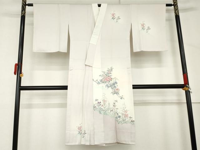 平和屋着物●長襦袢 無双仕立て 刺繍 草花文 暈し染め 正絹 逸品 AABM2109cs