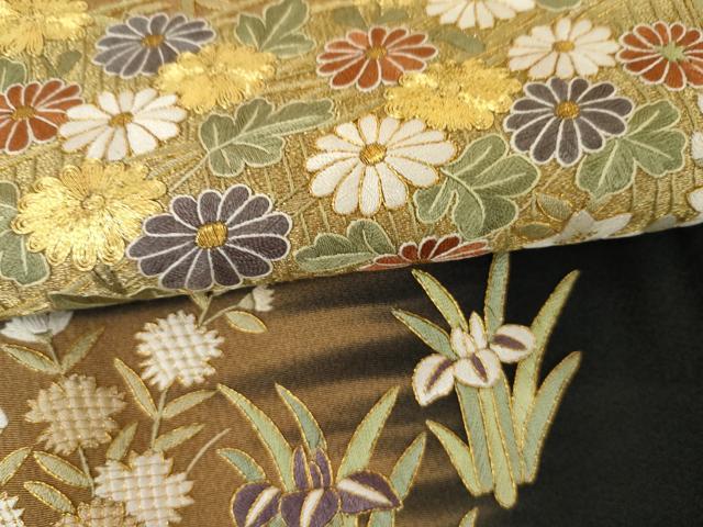 平和屋着物●豪華黒留袖 総刺繍 駒刺繍 草花文 暈し染め 正絹 逸品 AABM2113cs