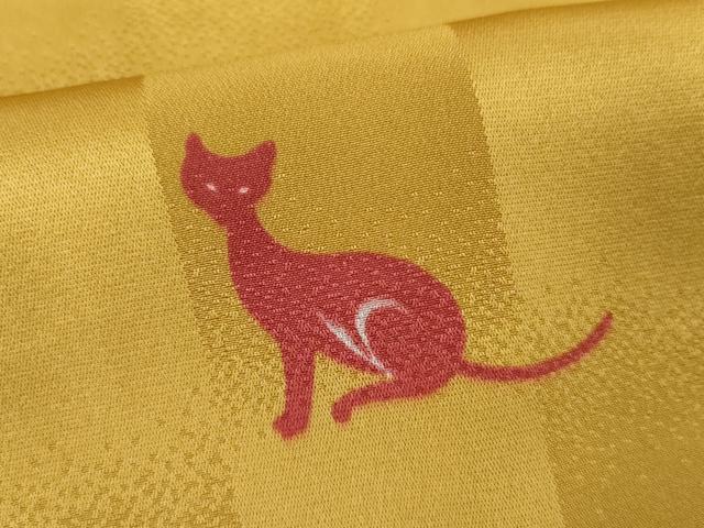 平和屋着物●長襦袢 無双仕立て ネコ 猫 正絹 逸品 AABM2120cs