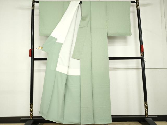 平和屋着物●上質な色無地 氷割れ地紋 裏葉色 正絹 逸品 未使用 AABM2130cs