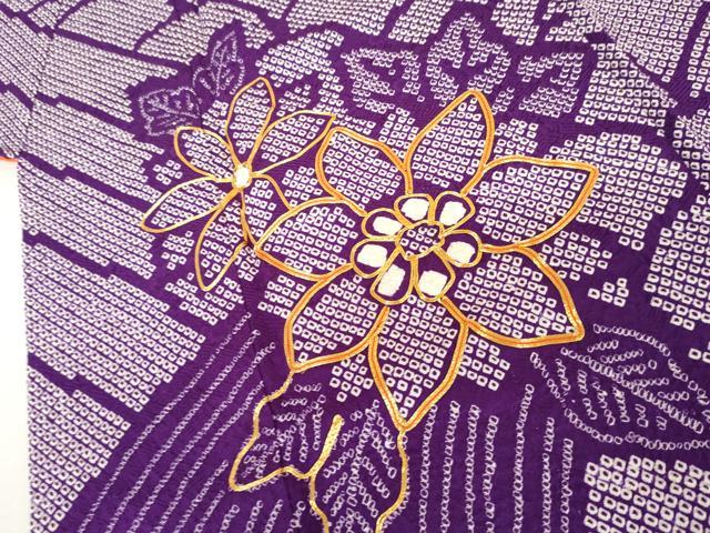 平和屋着物●豪華振袖 駒刺繍 総絞り 流水草花文 正絹 逸品 AABM2148cs