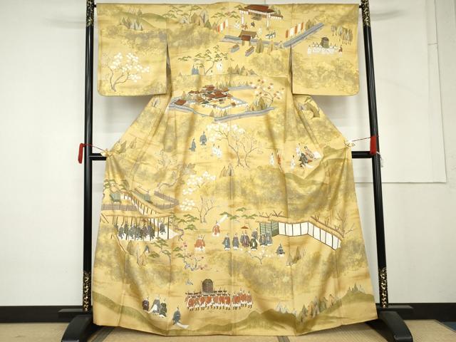 平和屋着物●訪問着 人物風景文 金彩 正絹 逸品 AABM2154cs