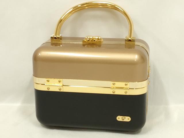 平和屋本店▼ファッション小物 Paolotti パオロッティ ハンドバッグ バニティバッグ ブラック×ゴールド 逸品 AABM2162ay