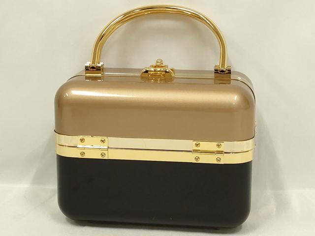 平和屋本店▼ファッション小物 Paolotti パオロッティ ハンドバッグ バニティバッグ ブラック×ゴールド 逸品 AABM2162ay