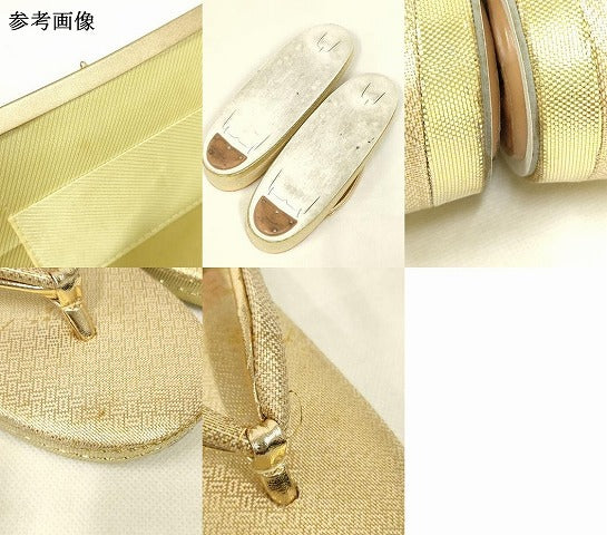 平和屋着物▼和装小物 和装バッグ・草履セット 佐賀錦 ハンドバッグ クラッチバッグ 花柄 金糸 逸品 AABM2163ay