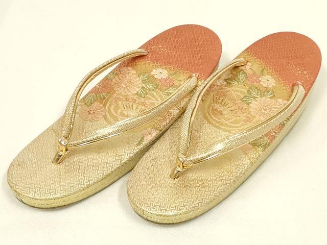 平和屋着物▼和装小物 和装バッグ・草履セット 佐賀錦 ハンドバッグ クラッチバッグ 花柄 金糸 逸品 AABM2163ay