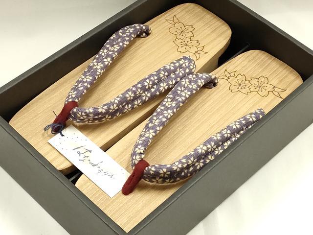 平和屋着物●和装小物 下駄 桐下駄 鼻緒:桜 逸品 未使用 AABM2223ay
