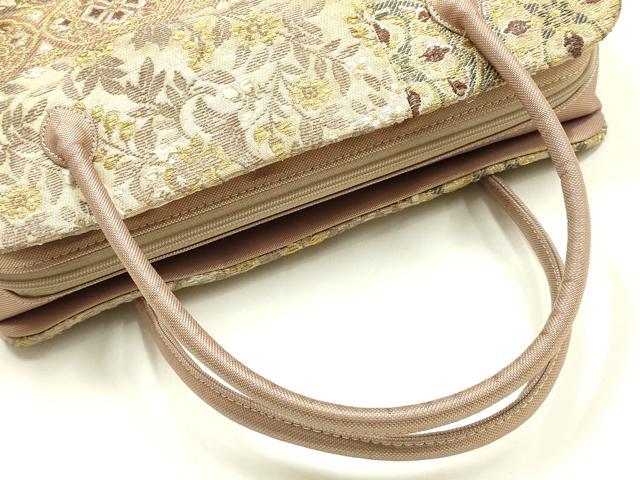 平和屋着物●和装小物 和装バッグ ハンドバッグ 利休バッグ 刺繍 更紗花文 金糸 帯地使用 逸品 AABM2239ay