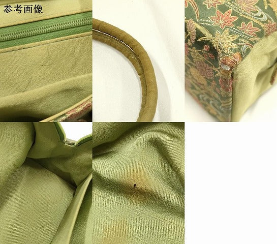 平和屋着物●和装小物 和装バッグ ハンドバッグ 利休バッグ 流水芝花文 金糸 帯地使用 逸品 AABM2241ay