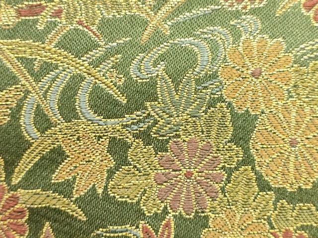 平和屋着物●和装小物 和装バッグ ハンドバッグ 利休バッグ 流水芝花文 金糸 帯地使用 逸品 AABM2241ay