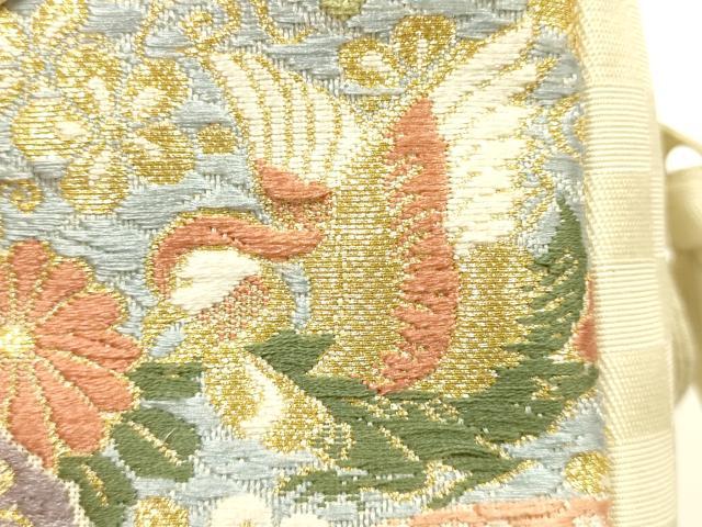 平和屋着物●和装小物 和装バッグ ハンドバッグ 利休バッグ 吉祥花鳥文 金銀糸 帯地使用 逸品 AABM2244ay