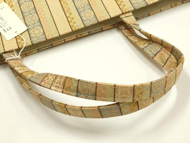 平和屋着物●和装小物 和装バッグ ハンドバッグ トートバッグ 花間道 金糸 逸品 未使用 AABM2255ay