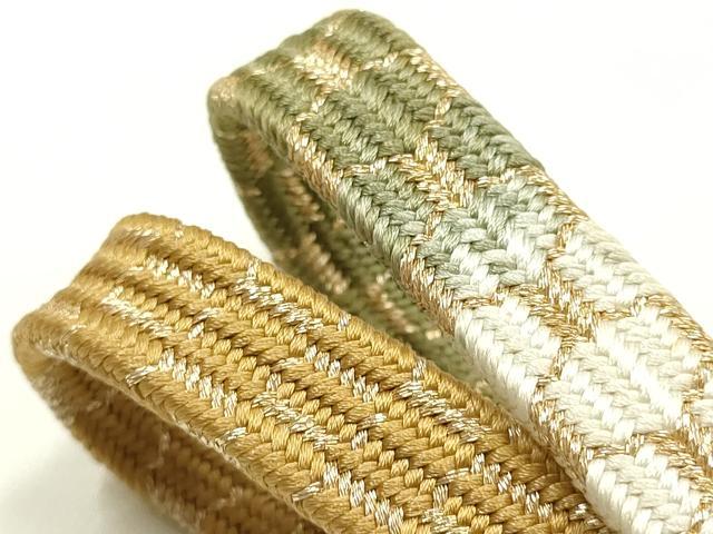 平和屋着物●和装小物 上質な帯締め 亀甲組 暈し 金糸 逸品 未使用 AABM2266ay
