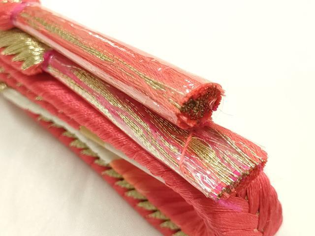平和屋着物●和装小物 帯締め・帯揚げセット 平組 総絞り 金糸 正絹 逸品 未使用 AABM2292ay