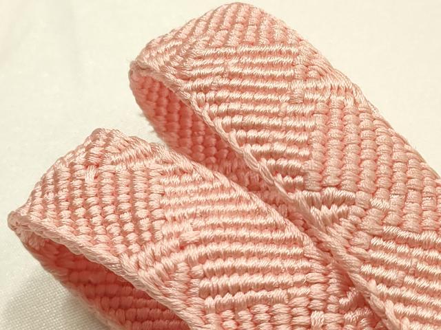 平和屋着物●和装小物 帯締め・帯揚げセット 草木染 平組 流水花菱地紋 一斤染色 正絹 逸品 未使用 AABM2306ay