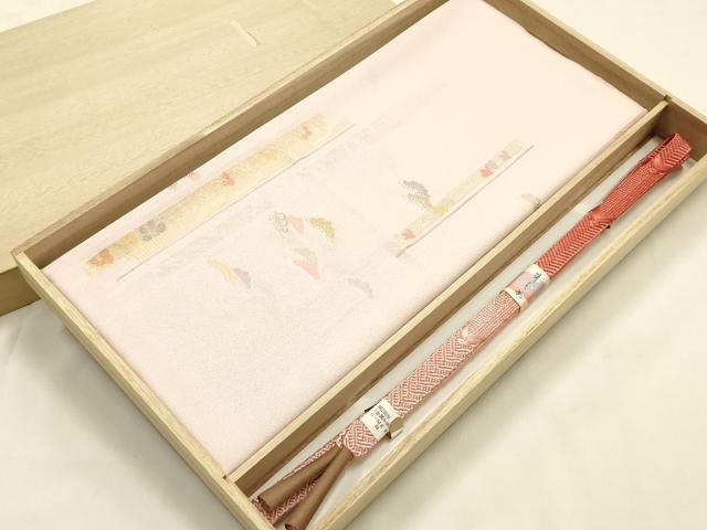 平和屋本店●和装小物 帯締め・帯揚げセット 笹浪組 松竹梅 地紋起こし 丹後ちりめん 金銀糸 暈し 逸品 未使用 AABM2309ay