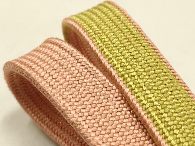 平和屋本店●和装小物 帯締め・帯揚げセット 高麗組 芝花文 金糸 金彩 暈し染め 正絹 逸品 未使用 AABM2310ay