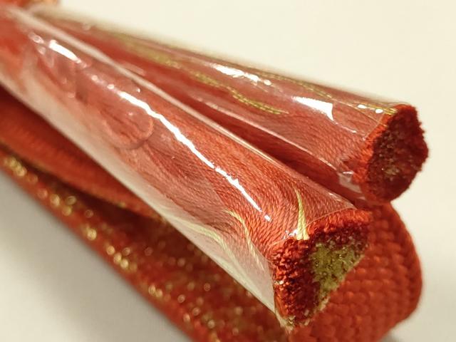 平和屋本店●和装小物 帯締め・帯揚げセット 高麗組 舞花文 金糸 金彩 暈し染め 正絹 逸品 未使用 AABM2311ay