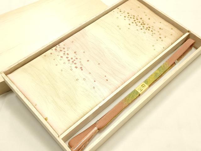 平和屋本店●和装小物 帯締め・帯揚げセット 高麗組 箔散らし 金糸 金彩 暈し染め 正絹 逸品 未使用 AABM2319ay